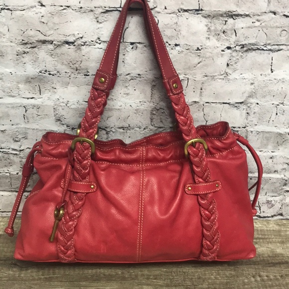 Fossil Handbags - Fossil women’s red leather shoulder satchel purse